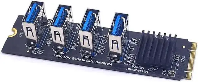 Alt view image 5 of 7 - USB3.0 Graphics Card M.2 NVME Key-M to 4-Port PCI-E Adapter Expansion Card