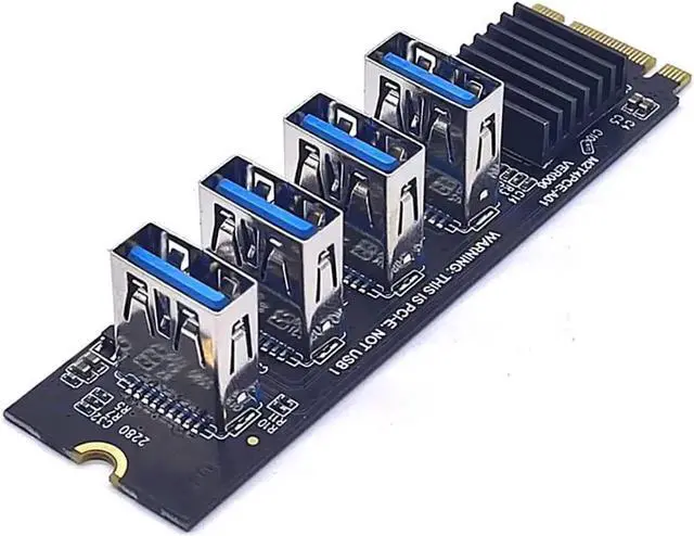 Alt view image 4 of 7 - USB3.0 Graphics Card M.2 NVME Key-M to 4-Port PCI-E Adapter Expansion Card