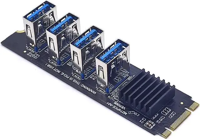 Main image of USB3.0 Graphics Card M.2 NVME Key-M to 4-Port PCI-E Adapter Expansion Card