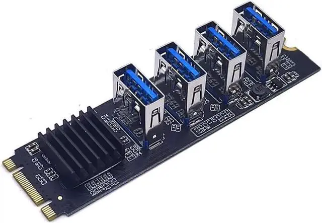 Alt view image 6 of 7 - USB3.0 Graphics Card M.2 NVME Key-M to 4-Port PCI-E Adapter Expansion Card