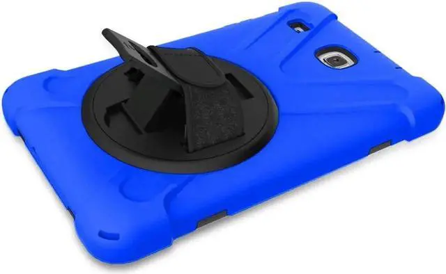 Alt view image 3 of 7 - Galaxy Tab E 8.0 case by Heavy Duty Shield Case Cover with Tempered Glass Screen Protector and Hand Strap for Galaxy Tab E 8.0 SM-T377 (Blue)