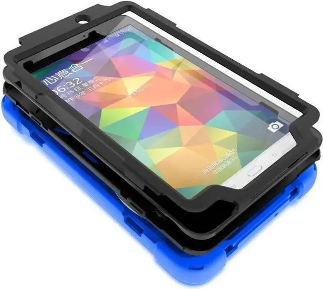 Alt view image 4 of 7 - Galaxy Tab E 8.0 case by Heavy Duty Shield Case Cover with Tempered Glass Screen Protector and Hand Strap for Galaxy Tab E 8.0 SM-T377 (Blue)