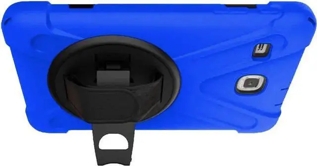 Alt view image 6 of 7 - Galaxy Tab E 8.0 case by Heavy Duty Shield Case Cover with Tempered Glass Screen Protector and Hand Strap for Galaxy Tab E 8.0 SM-T377 (Blue)