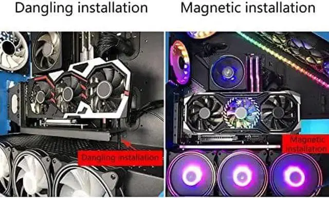 Alt view image 4 of 6 - Vertical Graphics Card Holder Bracket Multiple Slots Adjustable Support with GPU Mount Video Card VGA Support Kit (Black,RGB 12V 4Pin)
