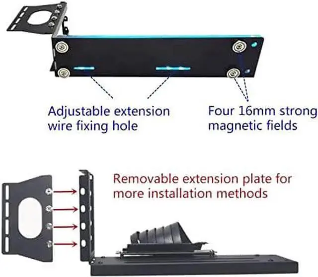 Alt view image 6 of 6 - Vertical Graphics Card Holder Bracket Multiple Slots Adjustable Support with GPU Mount Video Card VGA Support Kit (Black,RGB 12V 4Pin)