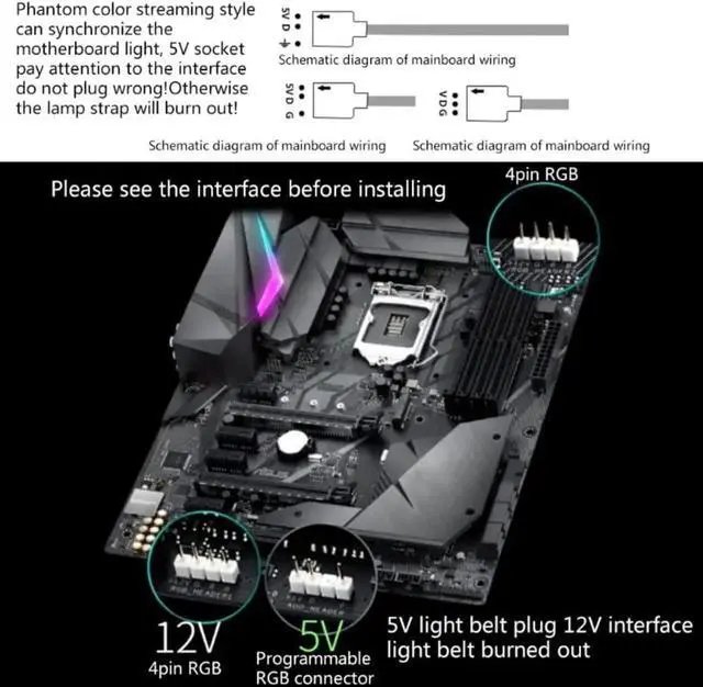 Alt view image 3 of 6 - Vertical Graphics Card Holder Bracket Multiple Slots Adjustable Support with GPU Mount Video Card VGA Support Kit (Black,RGB 12V 4Pin)