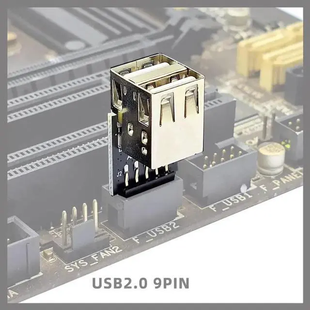 Alt view image 2 of 2 - Motherboard Connector USB2.0 Extender Card 9Pin to TY-PE C A-Key Front Converter USB3.2 Type-E Interface Header Adapter (Type B Dual Port)