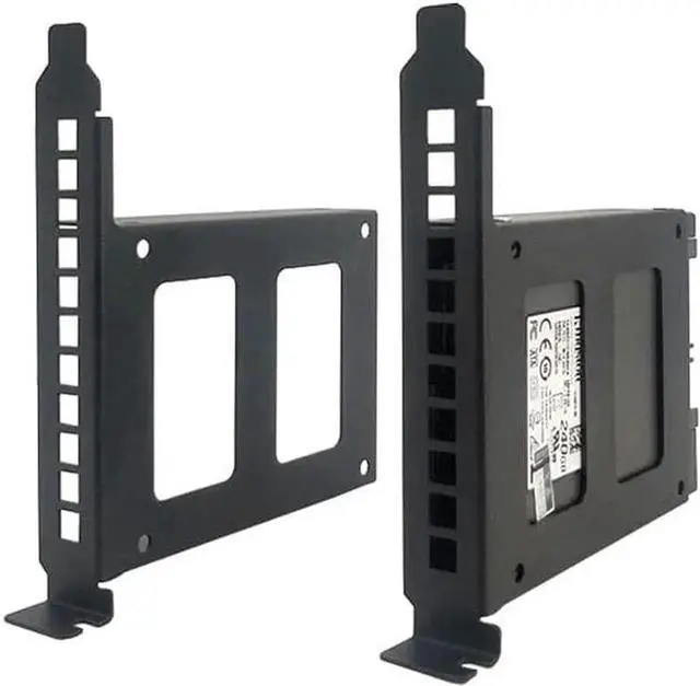 Alt view image 5 of 7 - Metal PCI Slot 2.5inch IDE/SATA/SSD/HDD Mounting Bracket Rear Panel Mount Bracket Hard Drive Adapter Tray Caddy with Sata Data Cable (Half w Red Cable)