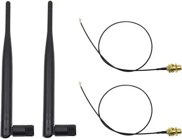 Main image of 2 x 6dBi 2.4GHz 5GHz Dual Band WiFi RP-SMA Male Antenna+2 x 35CM RP-SMA IPEX MHF4 Pigtail Cable for M.2 NGFF WiFi WLAN Card