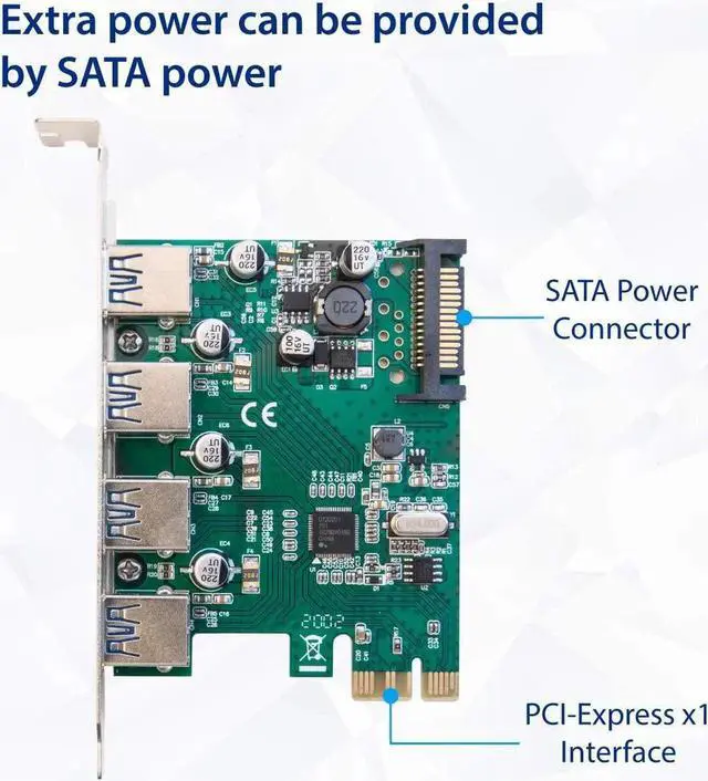Alt view image 5 of 7 - SD-PEX20159 PCI Express Card x1 with USB 3.0 Type A 4 Ports Super Speed and 15-Pin Power Connector Renesas Chipset