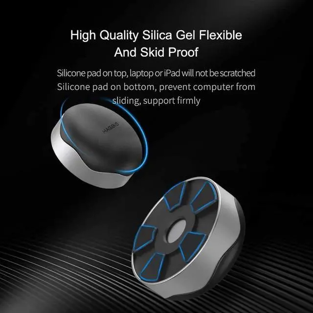 Alt view image 4 of 7 - Laptop Cooling Pad, Hagibis Ergonomic Laptop Stand Small Invisible Cooler Ball Portable Magnetic Foot Heat for MacBook Pro Computer