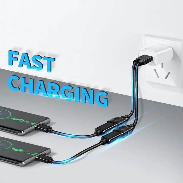 Alt view image 4 of 6 - USB Splitter, USB Male to Dual USB Female Cable Adapter, for Charging/Data Transfer Dual Double USB Port Extender Hub Extra Multiport Data Split Adapter for Laptop/Mac/Car USB Splitter y Cable