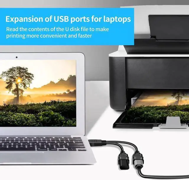 Alt view image 3 of 6 - USB Splitter, USB Male to Dual USB Female Cable Adapter, for Charging/Data Transfer Dual Double USB Port Extender Hub Extra Multiport Data Split Adapter for Laptop/Mac/Car USB Splitter y Cable