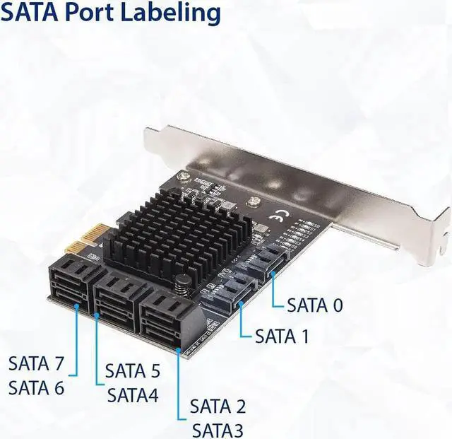 Alt view image 5 of 6 - 8 Port SATA III to PCIe 3.0 x1 Non-RAID Expansion Card Dual ASM1064 Genuine 6.0bps with 8 Drives Attached Low Profile Bracket, SI-PEX40165