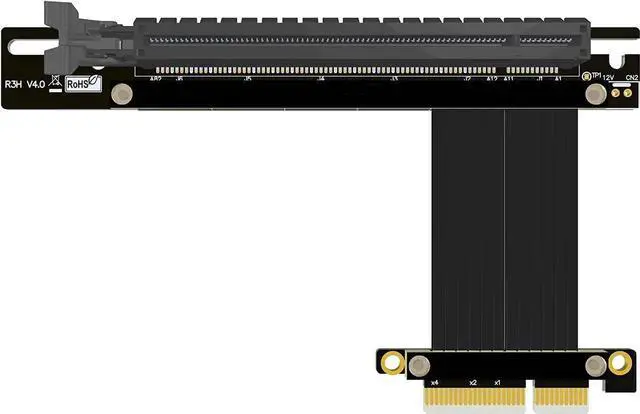 Alt view image 3 of 6 - PCI-E 4.0 Extension Cable 32G/BPS PCI Express Gen4 16x to 4X Riser Card New Shielding Graphics Card 4.0 x16 x4 PCIE Riser Extender for GTX3080ti RX5700xt GPU 1U Server (0.25m,R23SH)
