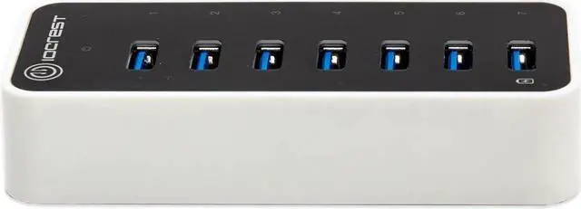 Alt view image 2 of 7 - USB 3.0 7 Port Hub Support Fast Charging with 12V/3A AC Power Adapter, Black/White