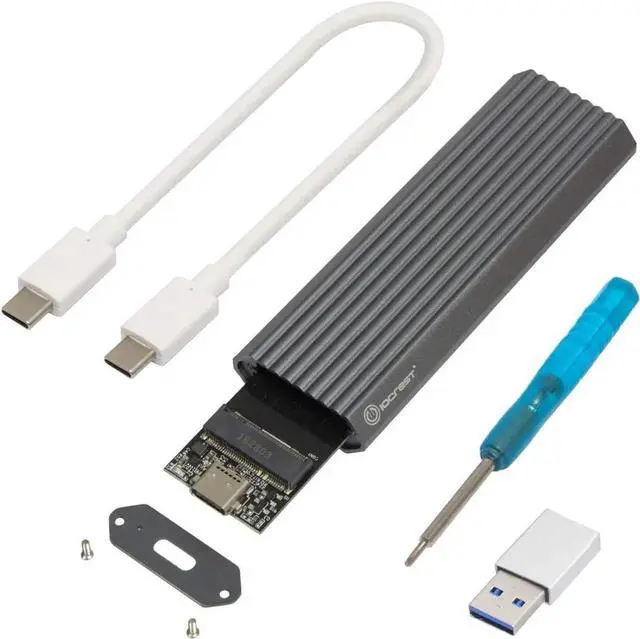 Alt view image 3 of 6 - USB-C 3.1 M.2 M-Key PCI-E NVMe Based SSD External Aluminum Enclosure Adapter Supports 2230/2242 / 2260/2280