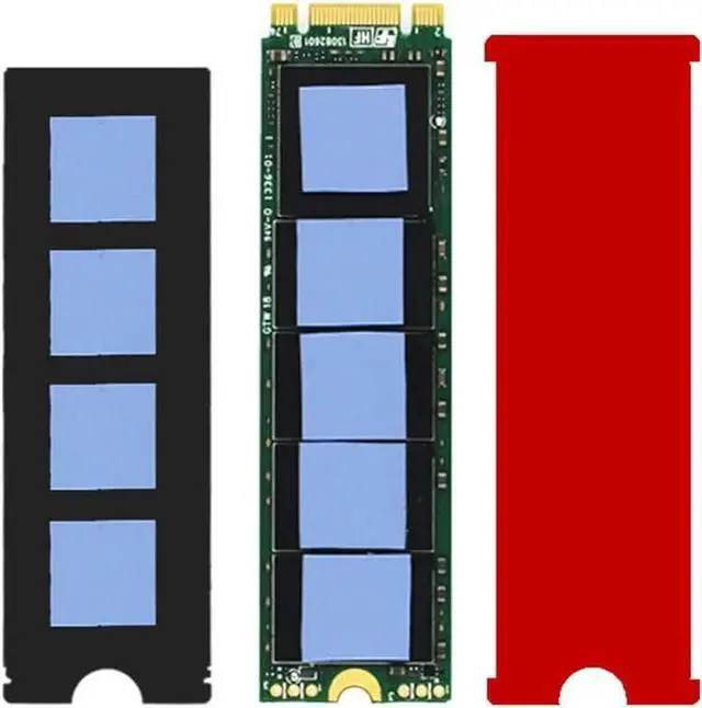 Alt view image 6 of 7 - Cool Warship NVME NGFF M.2 Heatsink Aluminum Sheet Thermal Conductivity Silicon Wafer Cooling Warship Nvme Heatsink 2280m.2 (Red)