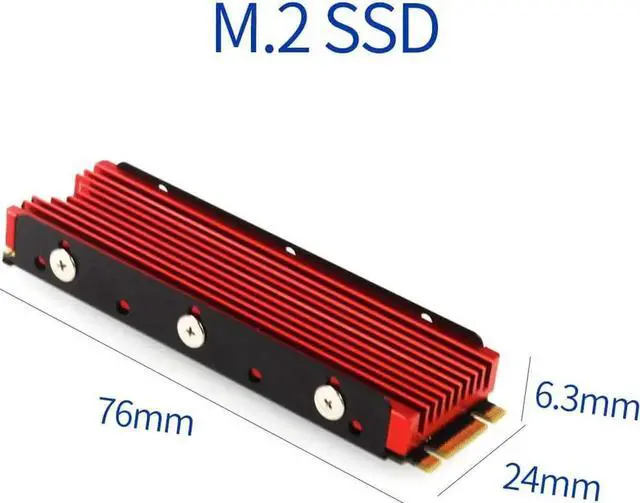 Alt view image 3 of 7 - Cool Warship NVME NGFF M.2 Heatsink Aluminum Sheet Thermal Conductivity Silicon Wafer Cooling Warship Nvme Heatsink 2280m.2 (Red)