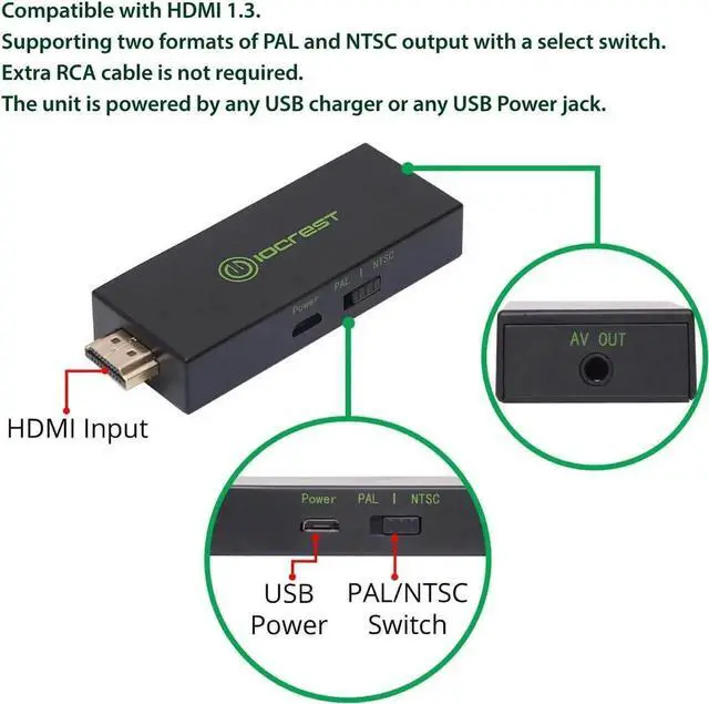 Alt view image 2 of 4 - HDMI to AV Converter, HDMI to RCA Converter for Old TV, HDMI to 3 RCA Converter HDMI to CVBS Converter Adapter Supports PAL/NTSC, 1080P for Fire Stick, PS3, DVD, Blue-Ray, Xbox one, Roku