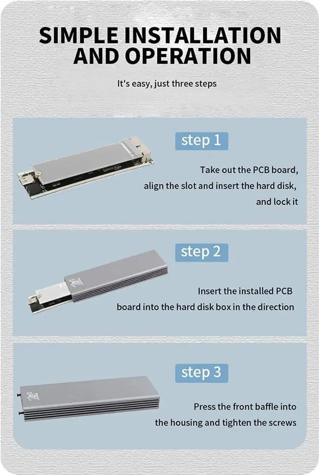 Alt view image 3 of 6 - USB-C to 16+12 Pin SSD Mobile Box Aluminum Alloy USB C 3.0 HDD Enclosure Compatible for MacBook Air Pro 2013 2014 2015 2016 SSD Portable Case