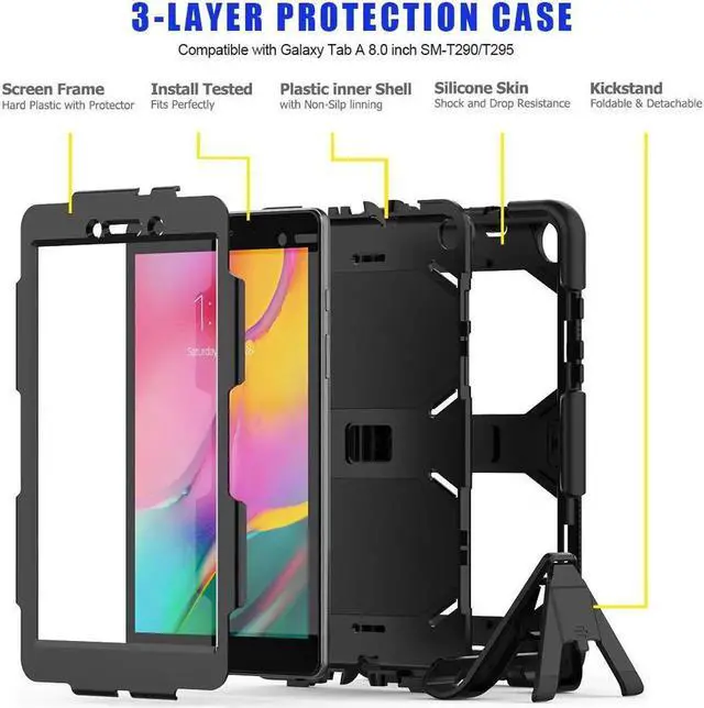 Alt view image 2 of 4 - Galaxy Tab A 8.0 Kickstand Case, Premium Silicone Case Cover Ultra Thin and Lightweight Protection for Samsung Galaxy Tab A 8.0 2019 T290/T295