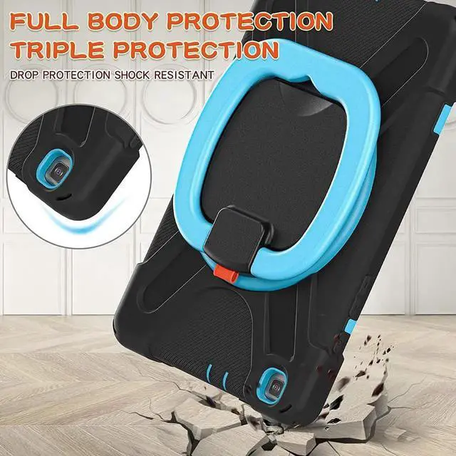 Alt view image 7 of 7 - Premium Galaxy Tab A 8.0 (2019) Ring Handle Case, Shockproof Heavy Duty Protection Case for Samsung Galaxy Tab A 8.0 T290/T295 (Black/Light Blue)