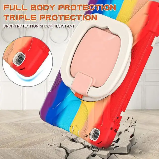 Alt view image 4 of 7 - Premium Galaxy Tab A 8.0 (2019) Ring Handle Case, Shockproof Heavy Duty Protection Case for Samsung Galaxy Tab A 8.0 T290/T295 (Rainbow)