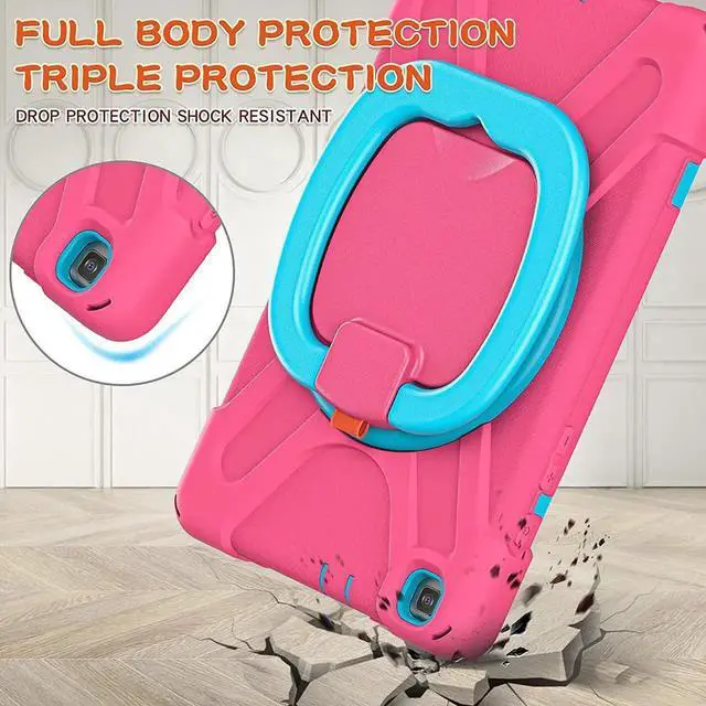 Alt view image 5 of 7 - Premium Galaxy Tab A 8.0 (2019) Ring Handle Case, Shockproof Heavy Duty Protection Case for Samsung Galaxy Tab A 8.0 T290/T295 (Pink/Light Blue)