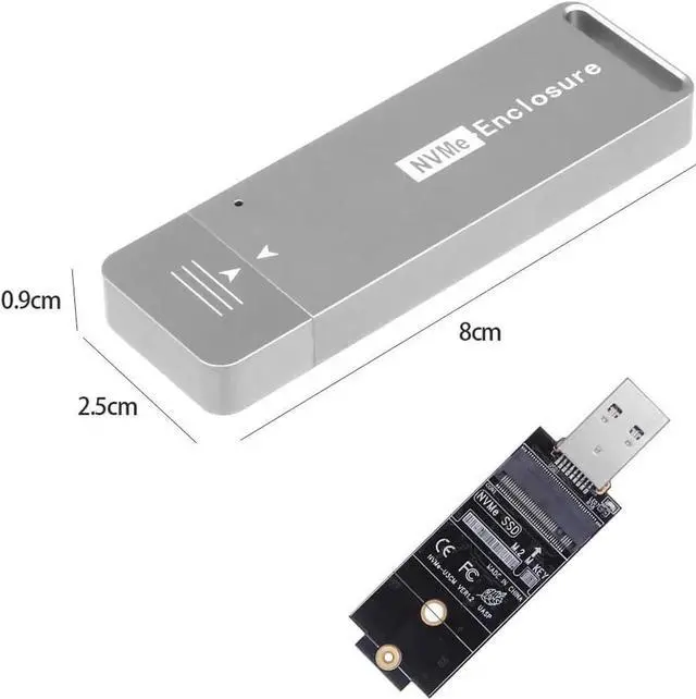 Alt view image 2 of 6 - M.2 2242 2230 SSD Enclosure M.2 PCIe NVME to USB3.1 Type-A Gen 2 Hard Disk External Enclosure for NVMe SSD (Grey)