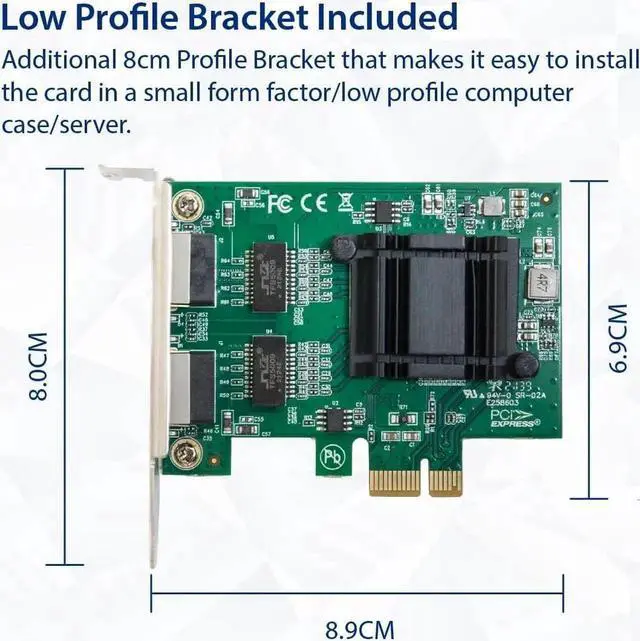 Alt view image 2 of 6 - 2 Port Gigabit Ethernet PCI-e x1 Network Card Intel 82571 Chipset, (SY-PEX24074)