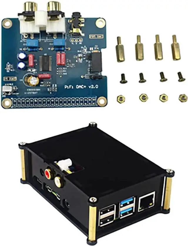 Alt view image 2 of 7 - Raspberry Pi Lossless Analog Audio Board 32bit HiFi DAC Audio Card Expansion Board for Raspberry Pi 4B/3B+ (with Acrylic Case)
