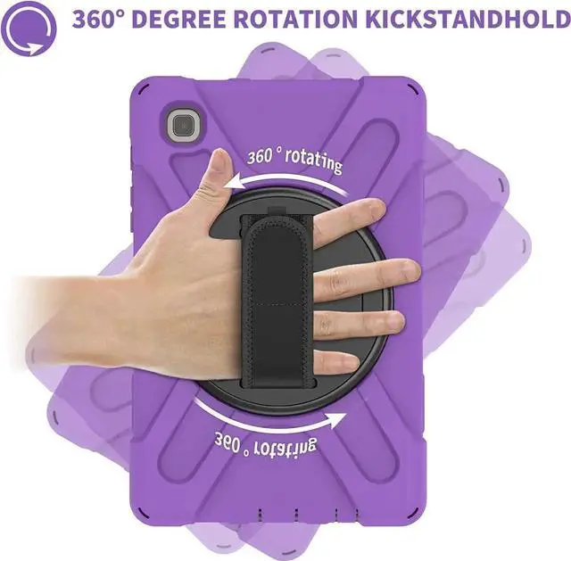 Alt view image 5 of 7 - Galaxy Tab A7 8.7 T220 Shield Case, Shockproof Heavy Duty Impact Drop Protection Case Cover for Samsung Galaxy Tab A 7 SM-T220 SM-T225 (Black/Purple)