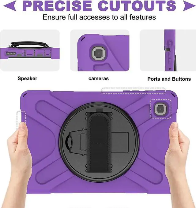 Alt view image 7 of 7 - Galaxy Tab A7 8.7 T220 Shield Case, Shockproof Heavy Duty Impact Drop Protection Case Cover for Samsung Galaxy Tab A 7 SM-T220 SM-T225 (Black/Purple)