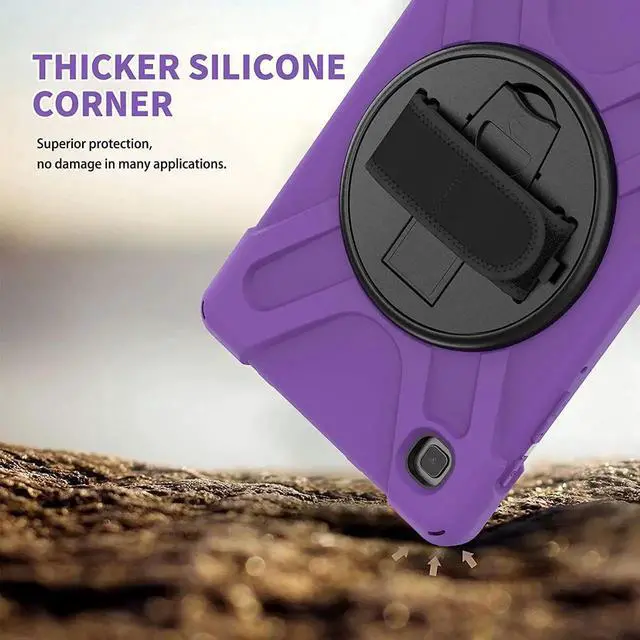 Alt view image 6 of 7 - Galaxy Tab A7 8.7 T220 Shield Case, Shockproof Heavy Duty Impact Drop Protection Case Cover for Samsung Galaxy Tab A 7 SM-T220 SM-T225 (Black/Purple)