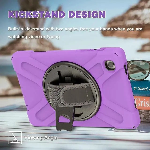 Alt view image 2 of 7 - Galaxy Tab A7 8.7 T220 Shield Case, Shockproof Heavy Duty Impact Drop Protection Case Cover for Samsung Galaxy Tab A 7 SM-T220 SM-T225 (Black/Purple)