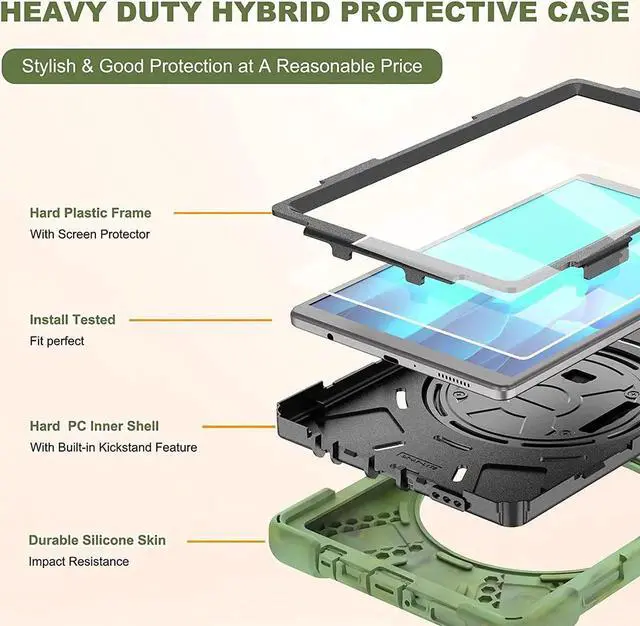 Alt view image 6 of 6 - Galaxy Tab A7 8.7 T220 Shield Case, Shockproof Heavy Duty Impact Drop Protection Case Cover for Samsung Galaxy Tab A 7 SM-T220 SM-T225 (Camouflage)