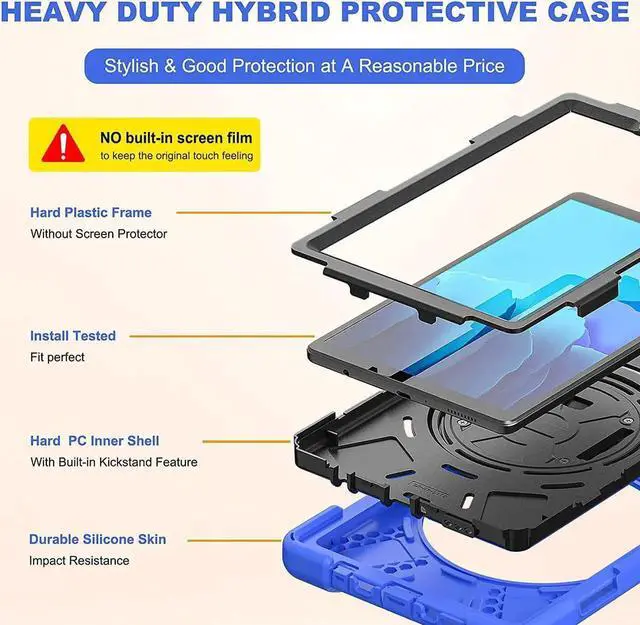Alt view image 3 of 7 - Galaxy Tab A7 8.7 T220 Shield Case, Shockproof Heavy Duty Impact Drop Protection Case Cover for Samsung Galaxy Tab A 7 SM-T220 SM-T225 (Black/Blue)