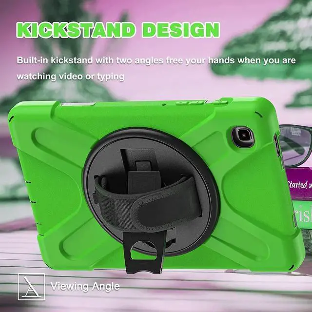 Alt view image 4 of 7 - Galaxy Tab A7 8.7 T220 Shield Case, Shockproof Heavy Duty Impact Drop Protection Case Cover for Samsung Galaxy Tab A 7 SM-T220 SM-T225 (Black/Green)