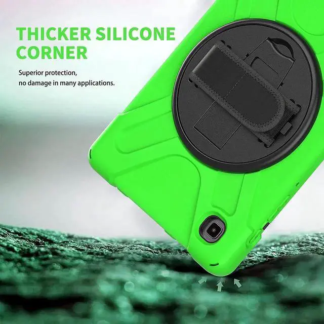 Alt view image 5 of 7 - Galaxy Tab A7 8.7 T220 Shield Case, Shockproof Heavy Duty Impact Drop Protection Case Cover for Samsung Galaxy Tab A 7 SM-T220 SM-T225 (Black/Green)