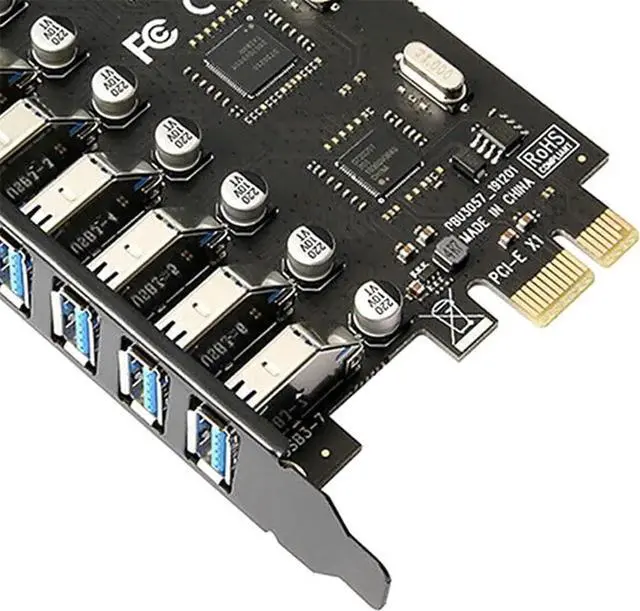 Alt view image 4 of 5 - 7 Ports USB 3.0 to Pcie 1X Adapter Card Super Fast 5Gbps No Additional Power Supply PCI Express USB 3.0 Expansion Card for Windows 10/8.1/8/7/XP (with Dual NEC Chip)