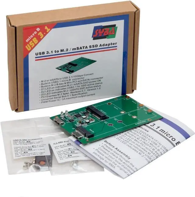 Alt view image 5 of 7 - USB3.1 to M.2/mSATA SSD Adapter Components Other Green - SY-ADA50088