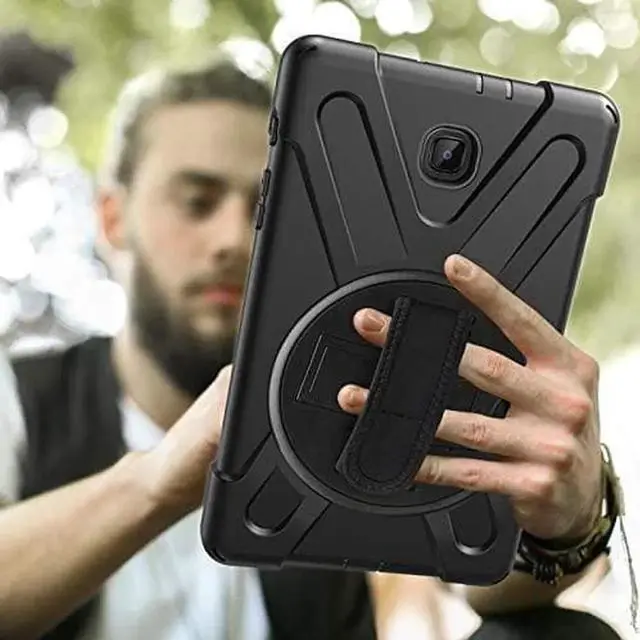 Alt view image 2 of 7 - Galaxy Tab A 8.0 Case, 2018/2019 T387, Shockproof Heavy Duty Full-Body Protection Shield Cover for Samsung Galaxy Tab A 8.0 SM-T387 (Black)