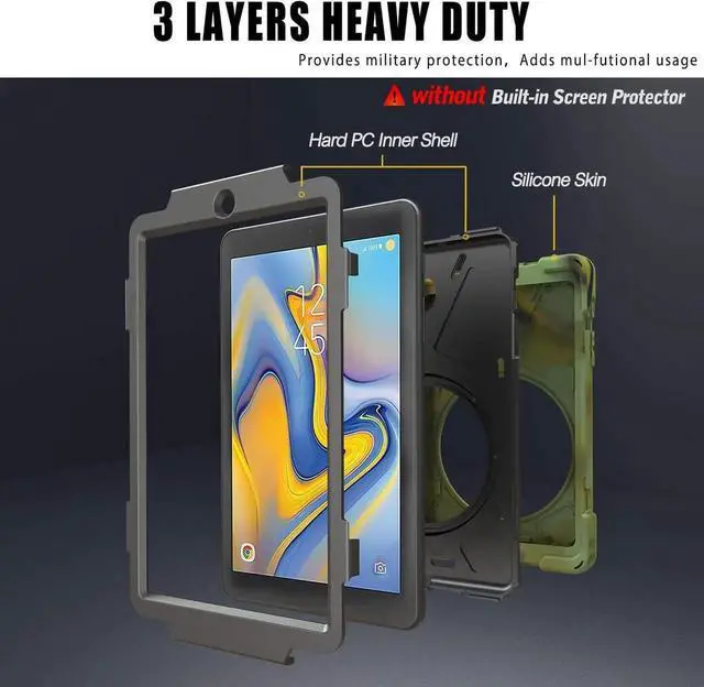 Alt view image 4 of 7 - Galaxy Tab A 8.0 Case, 2018/2019 T387, Shockproof Heavy Duty Full-Body Protection Shield Cover for Samsung Galaxy Tab A 8.0 SM-T387 (Camouflage)