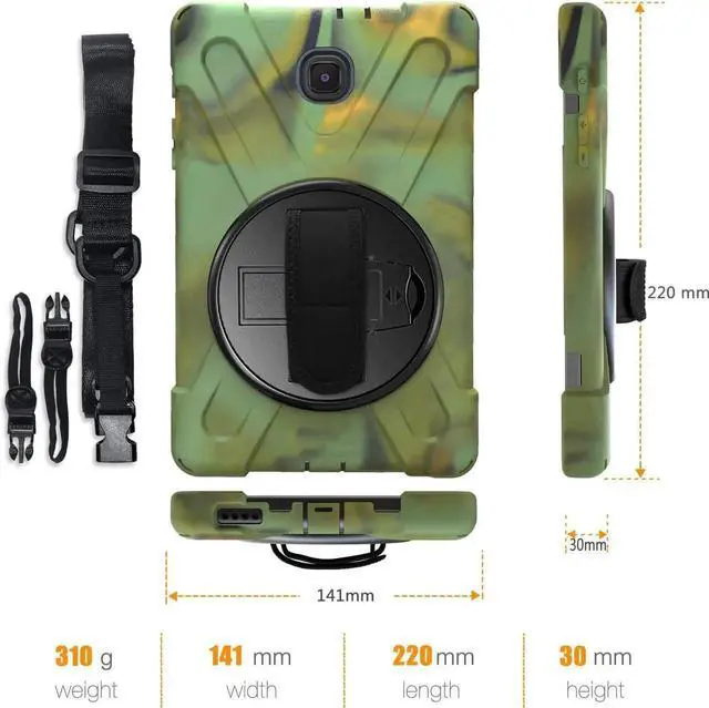 Alt view image 2 of 7 - Galaxy Tab A 8.0 Case, 2018/2019 T387, Shockproof Heavy Duty Full-Body Protection Shield Cover for Samsung Galaxy Tab A 8.0 SM-T387 (Camouflage)