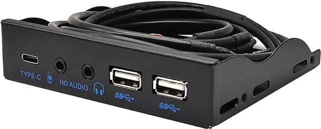 Alt view image 4 of 6 - 3.5in USB3.2 Gen2 Floppy Drive Front Panel 10Gbps with Audio Port USB-C Port 19Pin/9Pin Suitable for Type-E Interface 3.5in Floppy Disk Bay (with USB 2.0 9Pin)