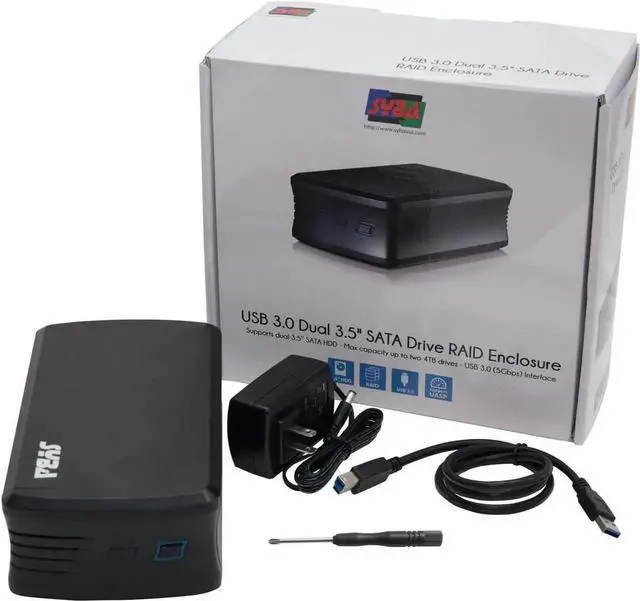 Alt view image 6 of 7 - USB 3.0 Dual 3.5" SATA Drive RAID Enclosure, Black