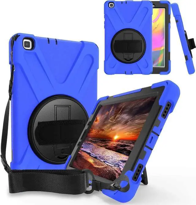 Main image of Shockproof Case Full-Body Heavy Duty Cover Stand with Shatterproof Ceramic Screen Protector for Samsung Galaxy Tab A 8.0 2019 T290 T295 (Dark Blue)