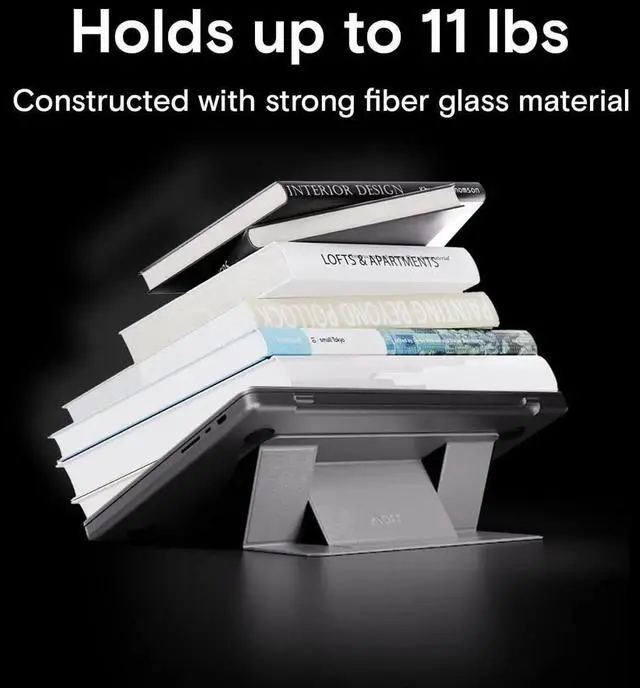 Alt view image 6 of 7 - MOFT Laptop Stand Graphene Cooling 2-Height MacBook Stand, Upgraded Traceless Glue, Fits Laptops Without Bottom Vents, Repositionable(Cool Jet Black)