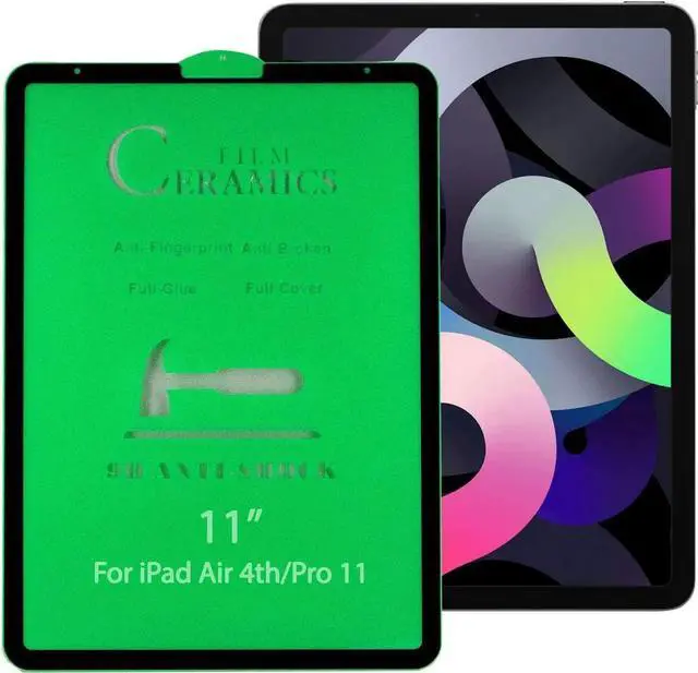 Alt view image 2 of 3 - Shockproof Case Full-Body Heavy Duty Cover Stand with Shatterproof Ceramic Screen Protector for Apple iPad Air 4 10.9 2020 (Camouflage)